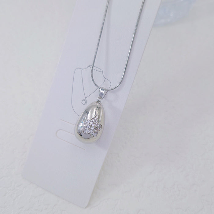 Wholesale Titanium Steel Teardrop Diamond Star Heart Necklaces JDC-NE-Yiran009