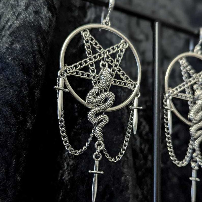 Wholesale Six-pointed star earrings witch  snake earrings sword accessories earrings Gothic retro accessories