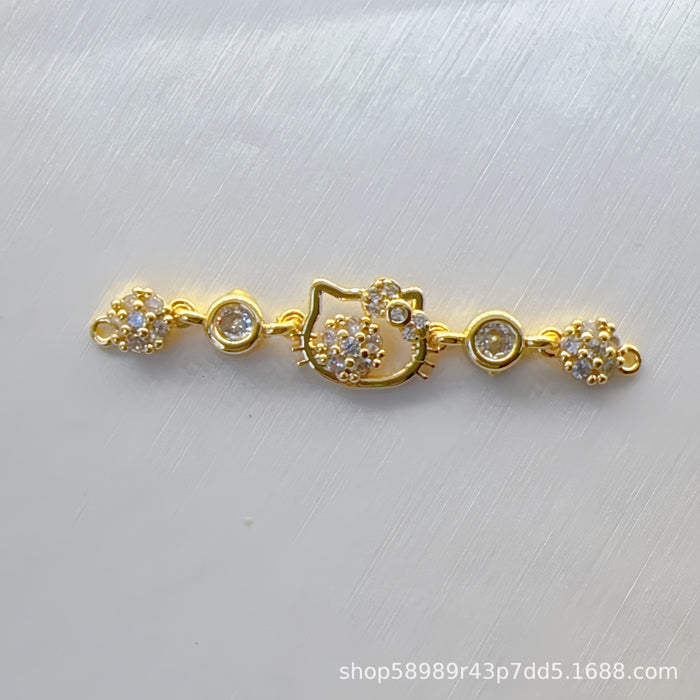 Wholesale Butterfly Moon Zircon Gold Electroplated Copper Beaded Bracelet MOQ≥3