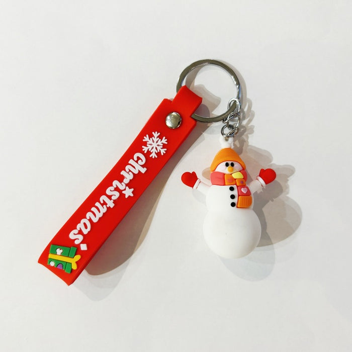 Wholesale PVC Christmas Snowman Cartoon Doll Keychain JDC-KC-WuYi083