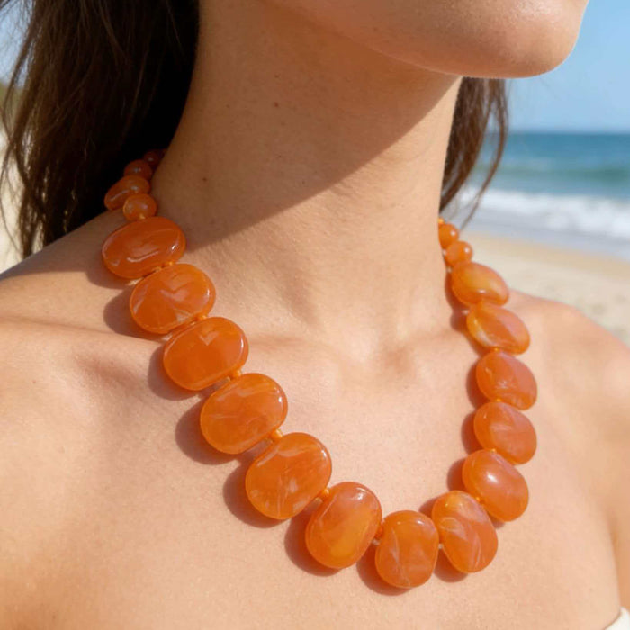 Wholesale Acrylic Bohemian Rainbow Beaded Chain Necklace Jewelry Accessory MOQ≥10