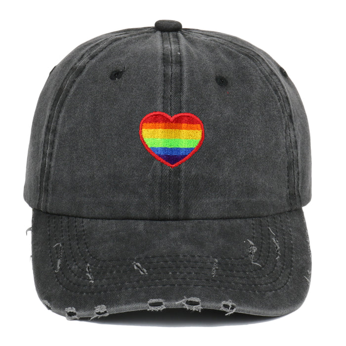 Wholesale Cotton Rainbow Heart Embroidery Baseball Cap  JDC-FH-ChenSheng001