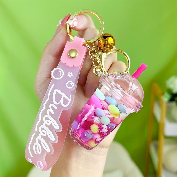 Wholesale Acrylic Luminous Oil Milk Tea Cup Keychain JDC-KC-YanG010