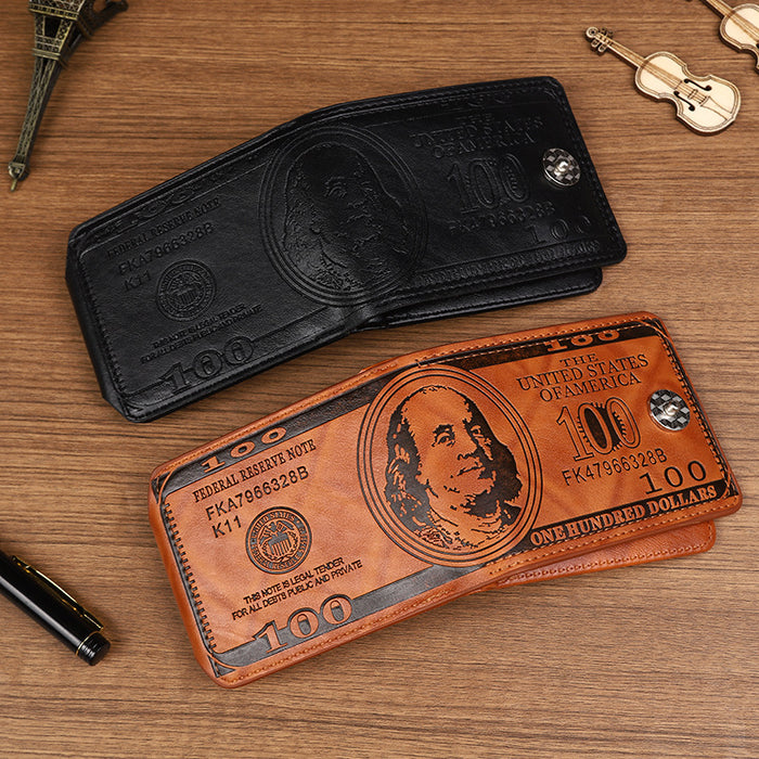 Wholesale Vintage PU Leather Wallet with US Dollar Pattern and Multi-Card Slots MOQ≥2