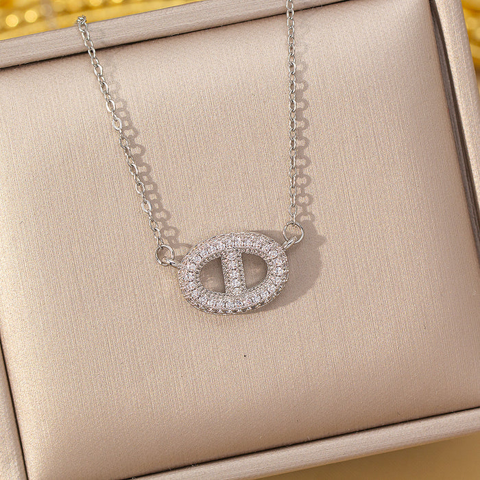Wholesale Titanium steel Women' s Luxury Full Diamond choker necklace Jewelry