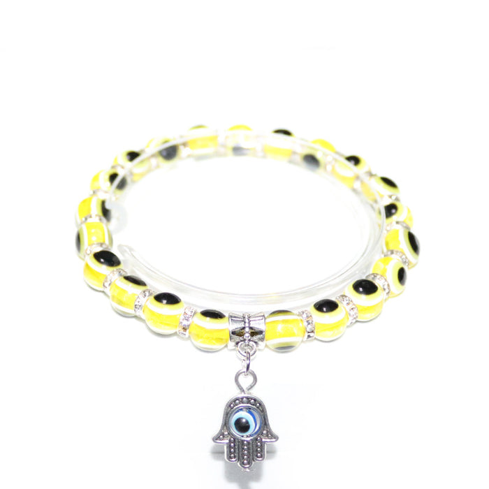 Wholesale Devil's eye Evil eye Palm Pendant Bracelet Evil eye Beaded Elastic Bracelet for Women