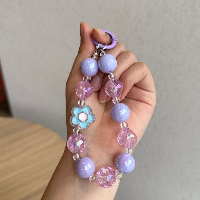 Wholesale Handmade painted bead car keychain electroplated colored bead keychain DIY pendant