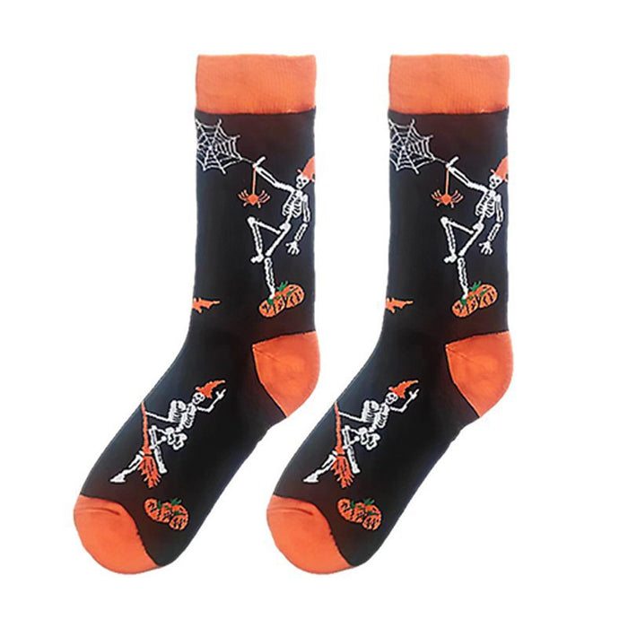 Wholesale Halloween Funny Pumpkin Bat Vampire Skull Cartoon Cotton Middle Tube Socks JDC-SK-HuiHe049