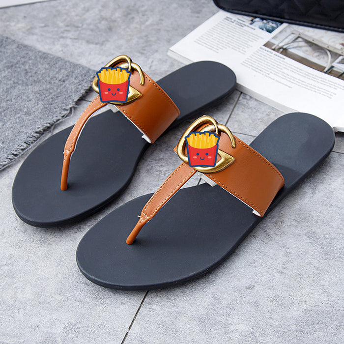 Wholesale Summer Leather Slippers for Women JDC-SP-YaNuo005