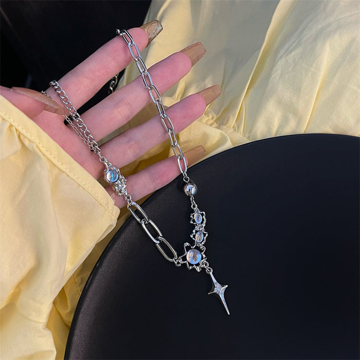 Wholesale Moonlight cross necklace, light luxury starry necklace, collarbone chain accessory