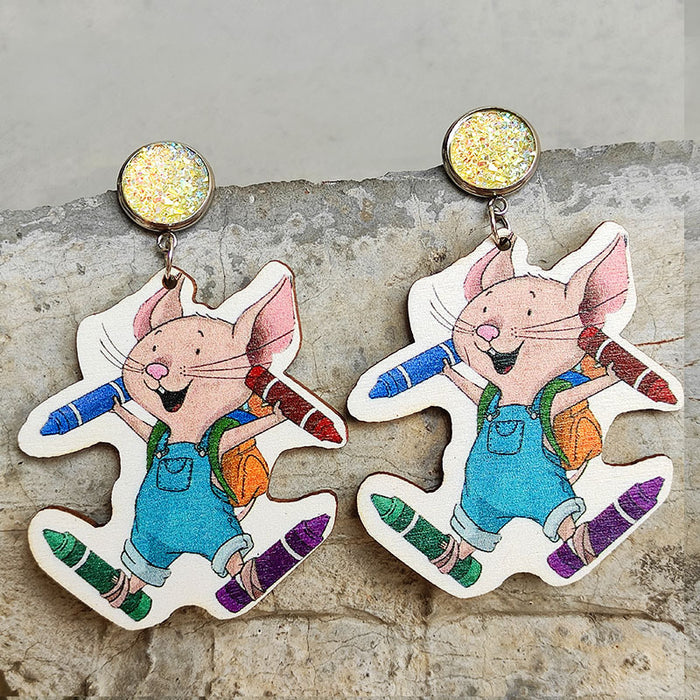 Wholesale 2PCS/PACK Cartoon Colored Pencil Cup Pendant Acrylic Earrings JDC-ES-HeYi115