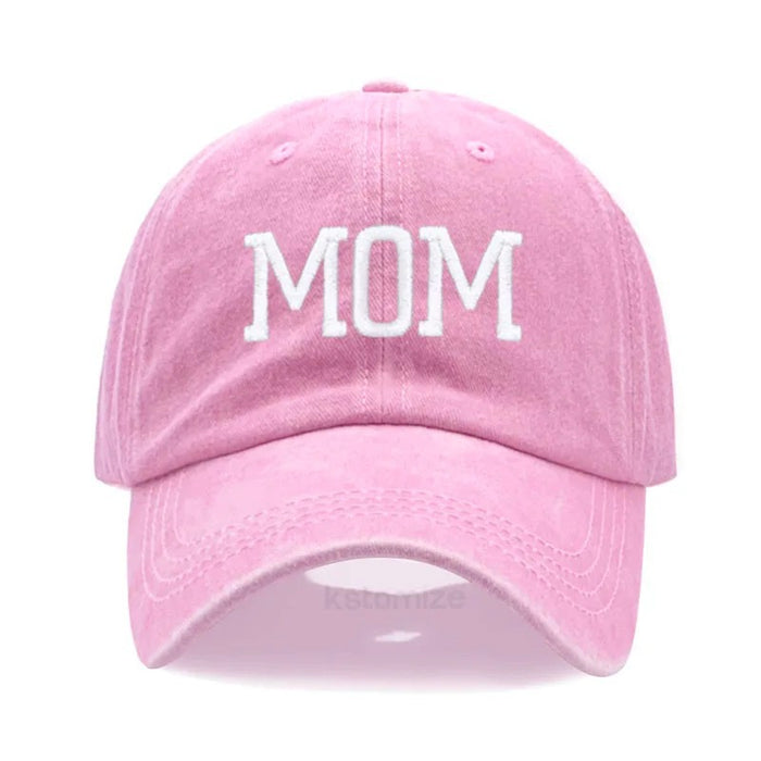 Wholesale Cotton Dad Mom Printed Baseball Cap Adjustable Curved Brim Retro Washed Everyday