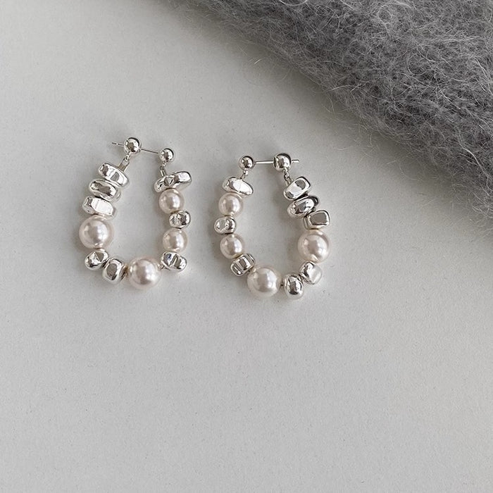 Wholesale Silver Needle Broken Silver Design Irregular Earrings Simple and Versatile Earrings