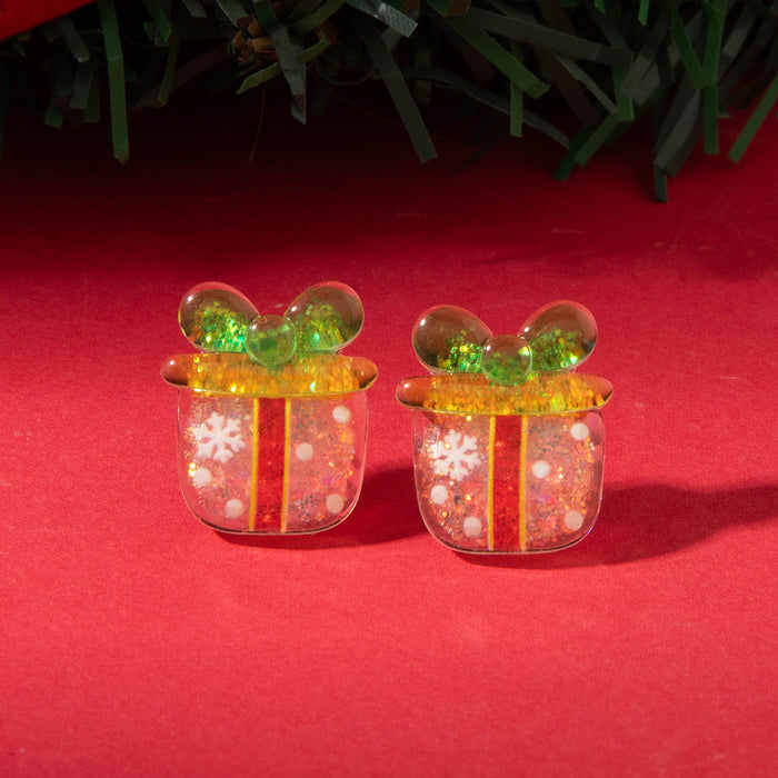 Wholesale Electroplated Resin Christmas Stud Earrings Snowman Santa Tree Fashion Jewelry Accessory Gift MOQ≥2