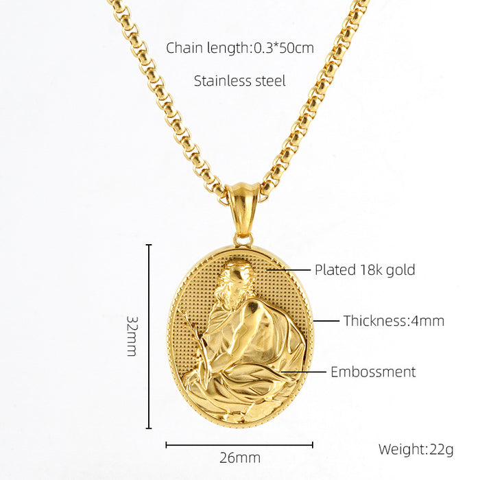 Wholesale Vintage Cross Virgin Mary Stainless Steel Necklace