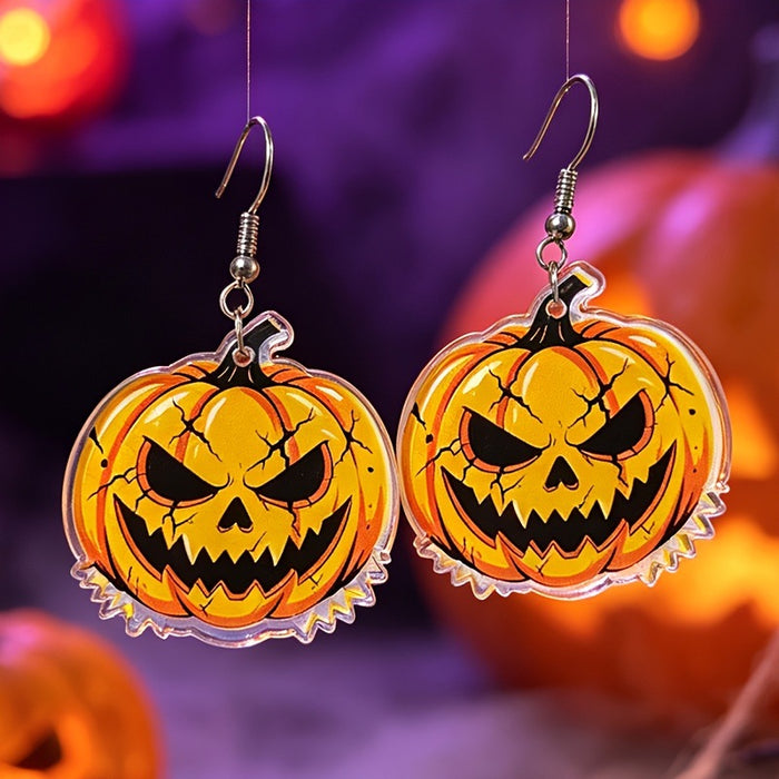 Wholesale Trendy  Party 2D Acrylic Evil Pumpkin Earrings Jewelry Accessory