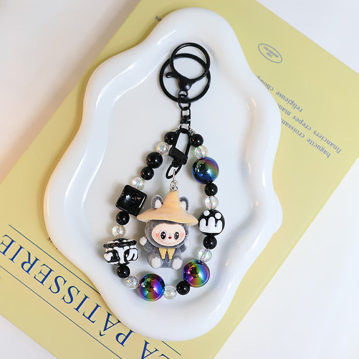 Wholesale Flocking car keychain pendant cartoon cute clown doll bag pendant