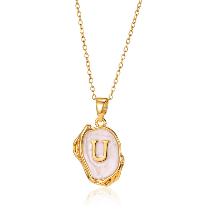 Wholesale Capital Initial Oil Drop Pendant Necklace Fashion Simple Three-dimensional