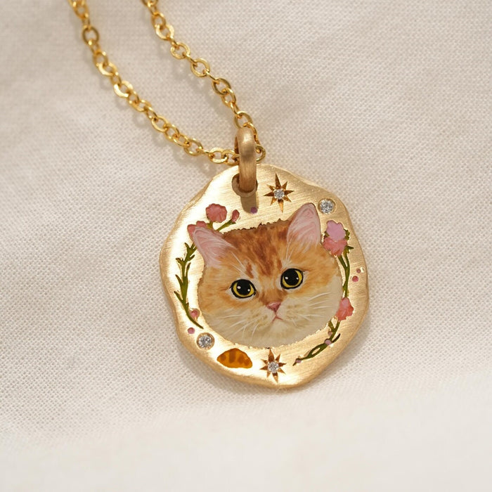 Wholesale Simple and cute cat and dog pattern photo album pendant necklace