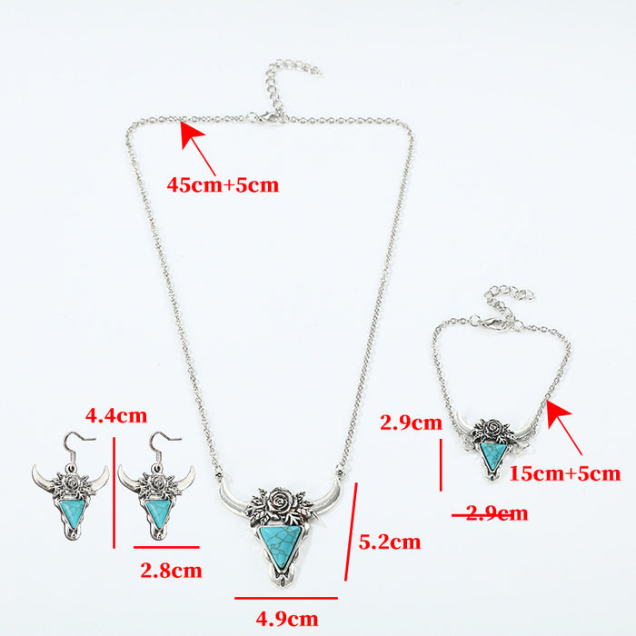 Wholesale Western Vintage-Style Bullhead &  Turquoise Jewelry Set