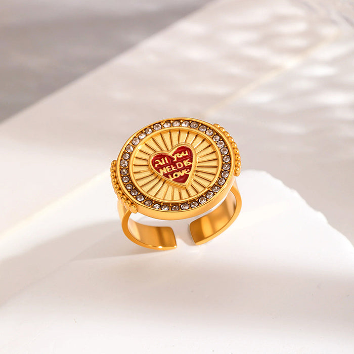 Wholesale High end stainless steel diamond inlaid movable ring that does not fade and is environmentally friendly ring jewelry