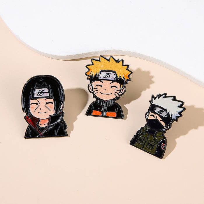 Wholesale Chibi Metal Brooch Anime Ninja Cartoon Pin Badge Casual Fashion Accessory