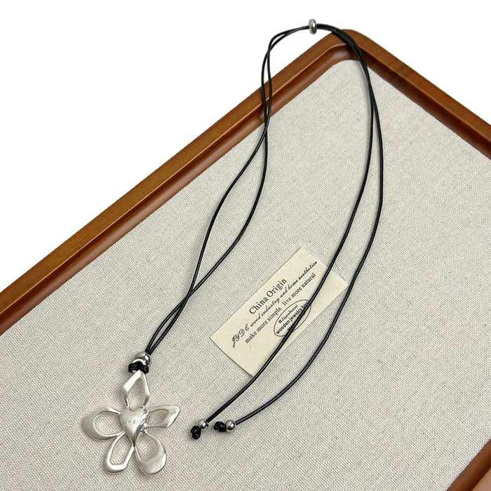 Wholesale Flower Necklace Women's Summer Black Rope Pull Adjustable Accessories Long Chain