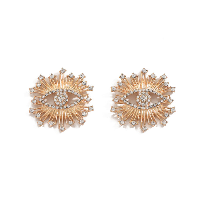 Wholesale Sun eye earrings with niche design, geometric heart earrings, light luxury and high-end star earrings