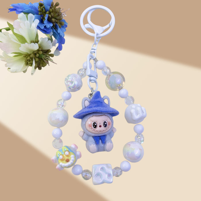 Wholesale Flocked Wizard Beaded Keychain