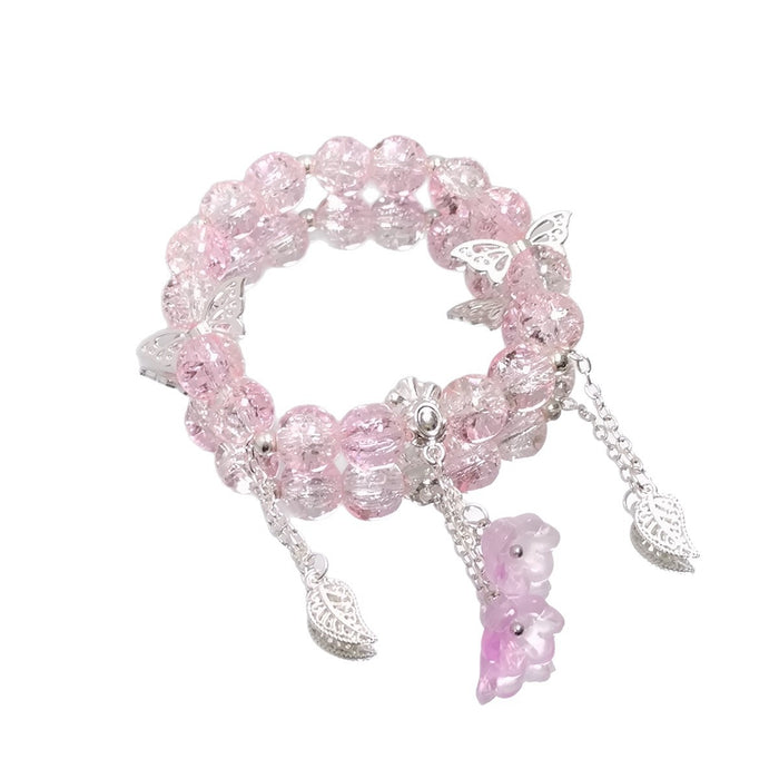 Wholesale Chic Crystal Lily of the Valley Bracelet Butterfly Design Fashion Accessory
