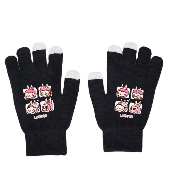 Wholesale Warm Dopamine Printed Knitted Gloves