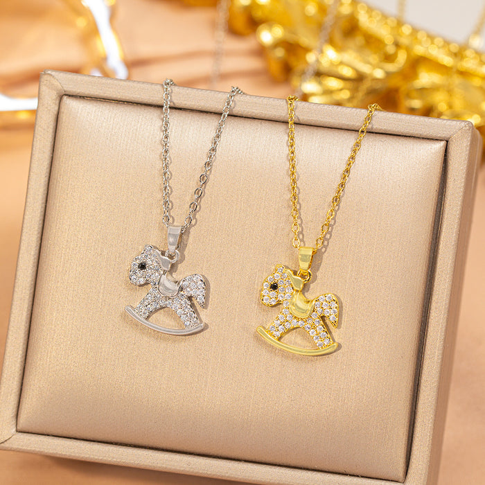 Wholesale Titanium steel horse necklace for women