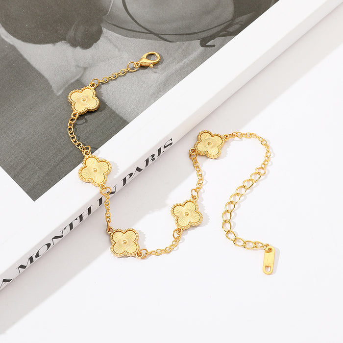 Wholesale 10pcs Alloy Four-Leaf Clover Petal Bracelet
