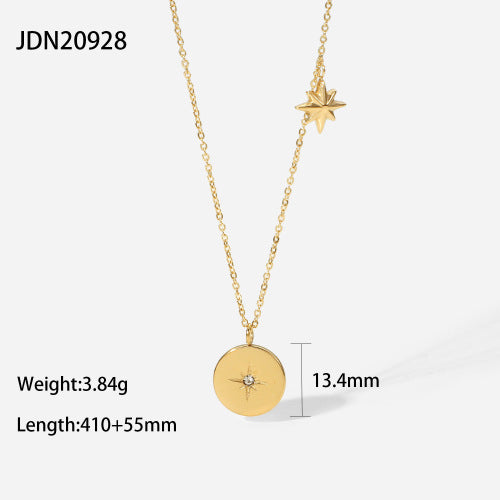 Wholesale Stainless Steel Eight-pointed Star Zircon Necklace JDC-NE-JD412