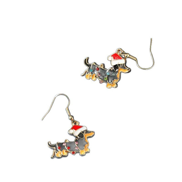 Wholesale Cute Christmas cartoon puppy earrings