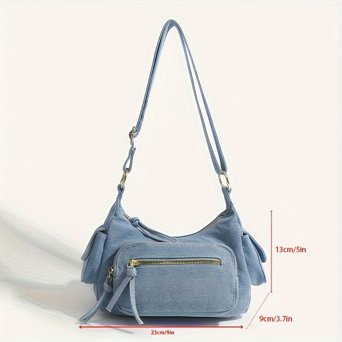 Wholesale Vintage Blue Denim Multi-Pocket Crossbody Bag JDC-SD-KuaiKe008