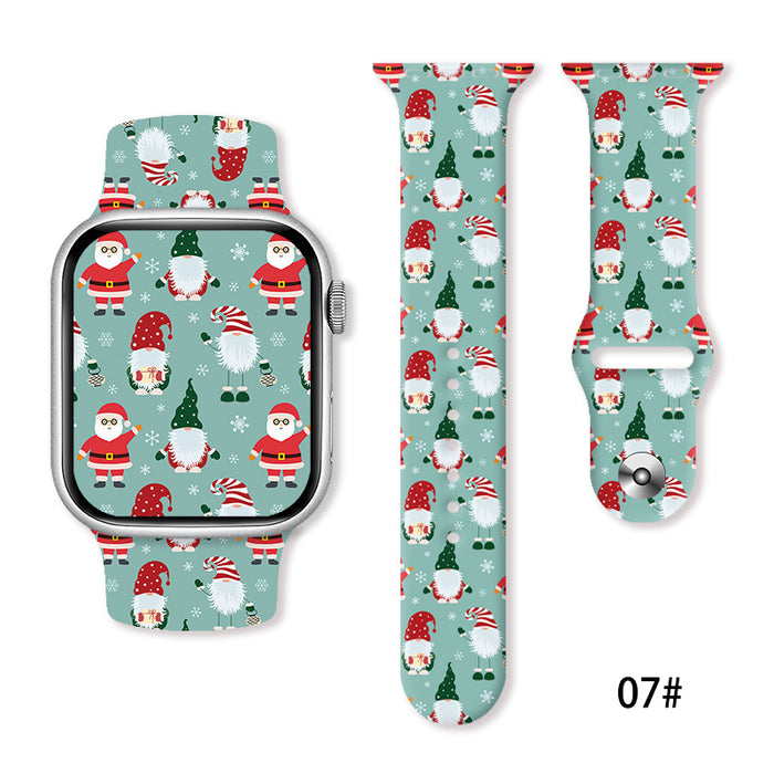 Wholesale Cartoon Christmas Silicone Strap Suitable for Apple Watch Strap JDC-WD-NuoQi005