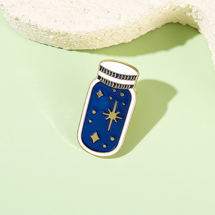 Wholesale Metal Wishing Bottle Brooch Starry Sky Cartoon Design Electroplated Finish Stylish Bag Pin For Students And Everyday Use