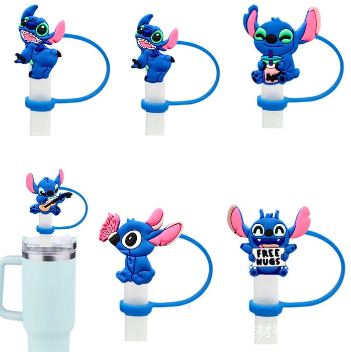 Wholesale Soft plastic straw cap, handle cup, reusable cup, straw cover, cute decorative dust cap