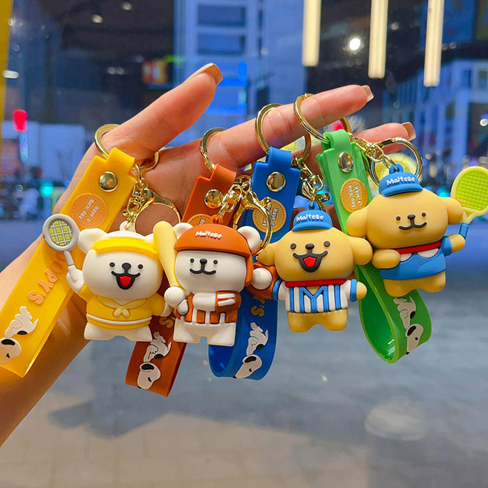 Wholesale PVC Cartoon Line Puppy Badminton Keychain Bag Charm Gift