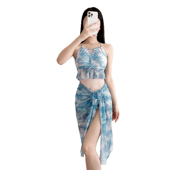 Wholesale Swimsuit split skirt pleated two-piece set, high-end and sexy vacation hot spring photography swimsuit