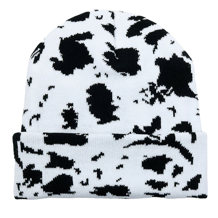 Wholesale Cow Leopard Print Jacquard Acrylic Wool Knitted Hat JDC-FH-HaiPu012