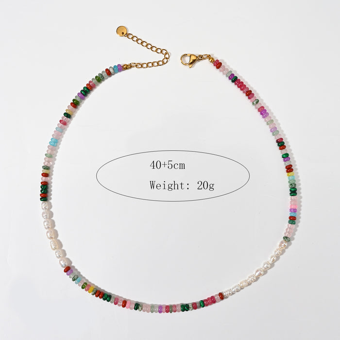 Wholesale Temperament Handmade Natural Stone Necklace Personalized Stainless Steel Drip Oil Pendant Paired with Non Fading