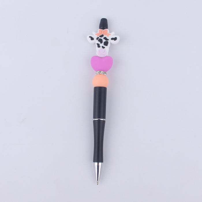 Wholesale Cute Cartoon Silicone Beaded Pen Creative DIY Colorful Plastic Multi-Function Gel Pen (M) JDC-BP-GuangTian012