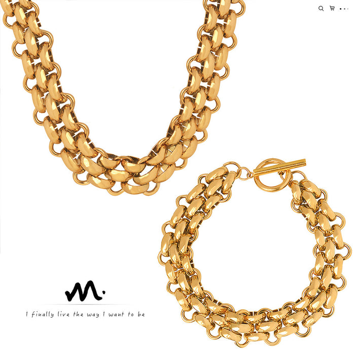Wholesale Temperament jewelry set ring necklace versatile gold-plated bracelet