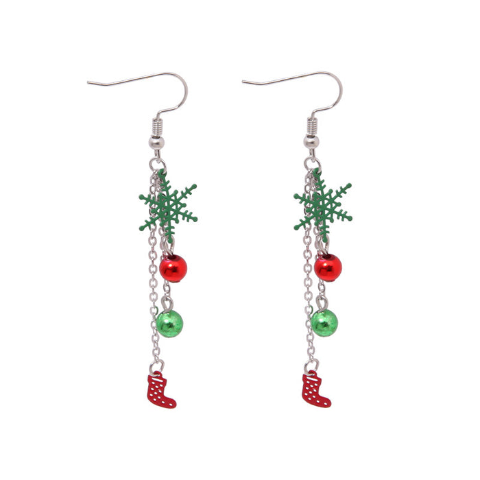 Wholesale 3pcs Alloy Diamond Color Bell Snowflake Christmas Tree Earrings JDC-ES-BinL015