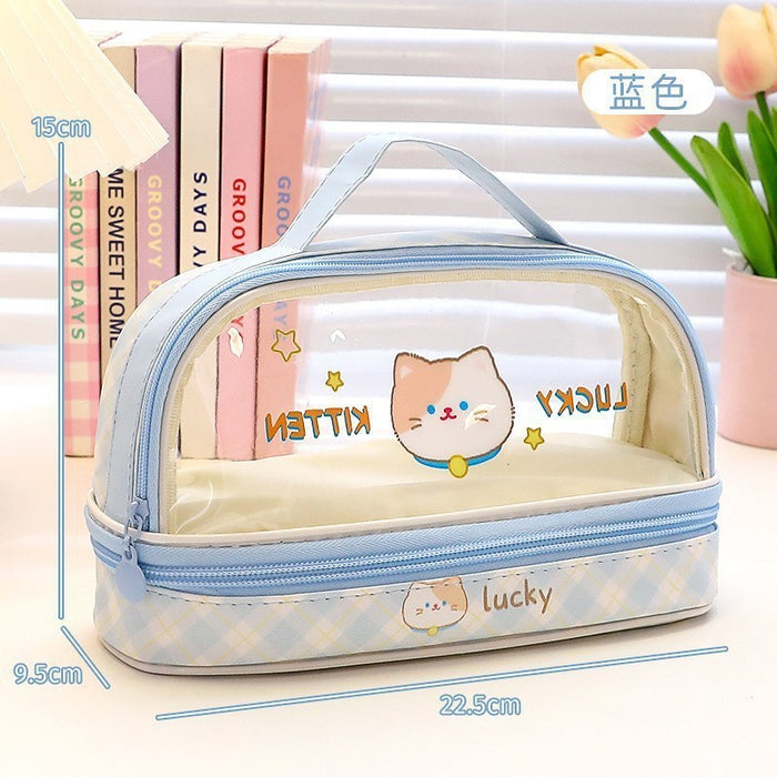 Wholesale Transparent Pencil Case for Girls Cute Rabbit Design Large Capacity Stationery Bag