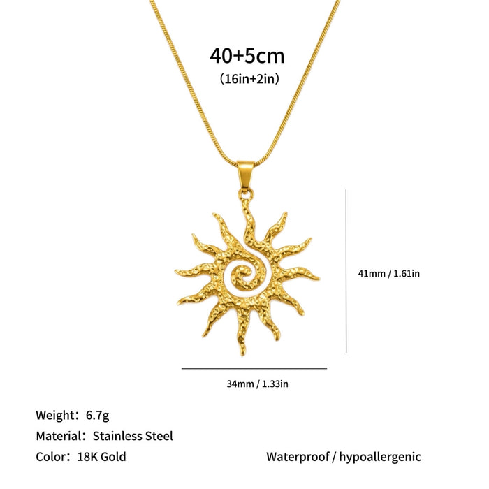 Wholesale High-end clavicle necklace with sun and starfish pendants,  made of titanium steel.