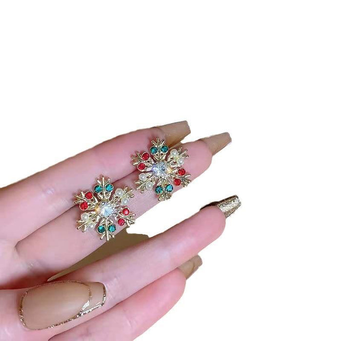 Wholesale Christmas Ornaments Diamond Snowflake Earrings