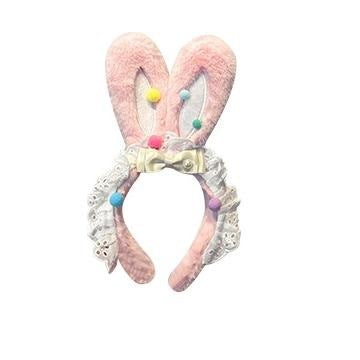 Wholesale Women's Cute Plush Bunny Ears Lace Bow Headband